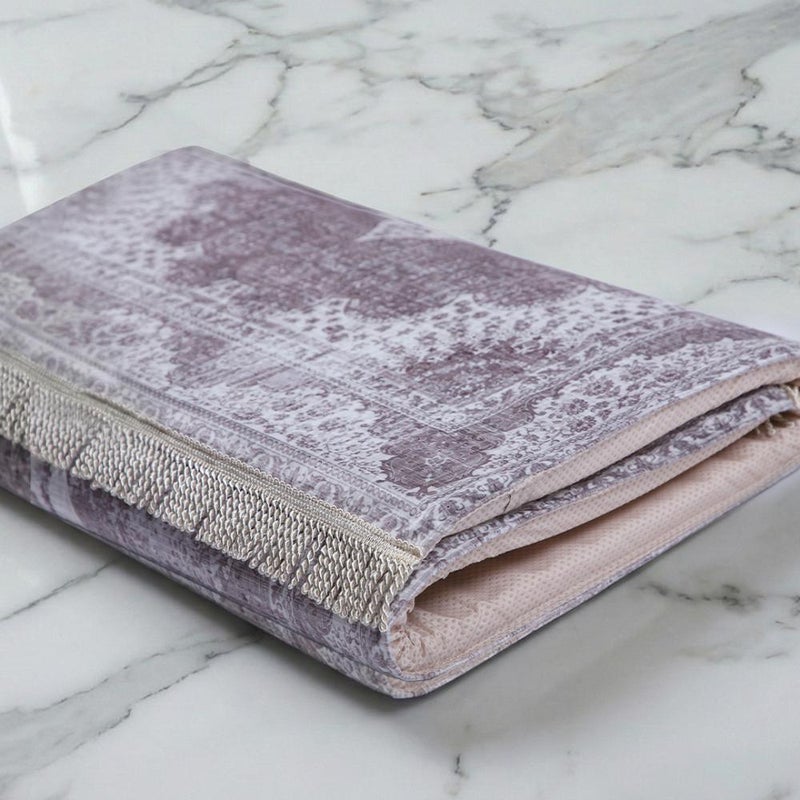 Melen Memory Foam Prayer Mat - Fajr - Light Brown - Cream - Image 4